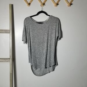 NWOT NATURAL LIFE WOMEN'S OPEN BACK GRAY SHORT SLEEVE BLOUSE SIZE MEDIUM